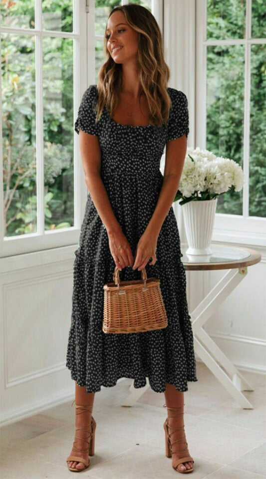 Short sleeved printed fashionable dress 244210556183