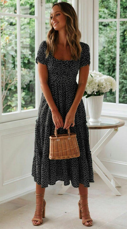 Short sleeved printed fashionable dress 244210556183