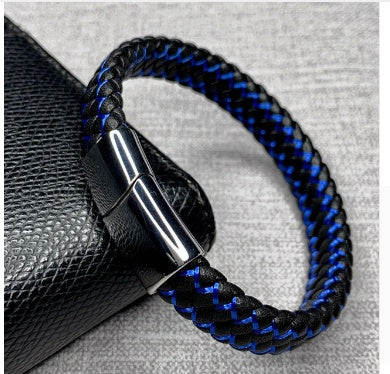 Bracelet foreign trade e-commerce trend tide section does not package explosion models men's bracelets microfiber leather bra