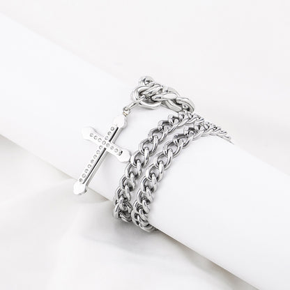 European And American Hip-hop Trend Titanium Steel Stitching Chain Diamond Cross Pendant 2447cddd 279f 4bf6 968c df1fffd411b0