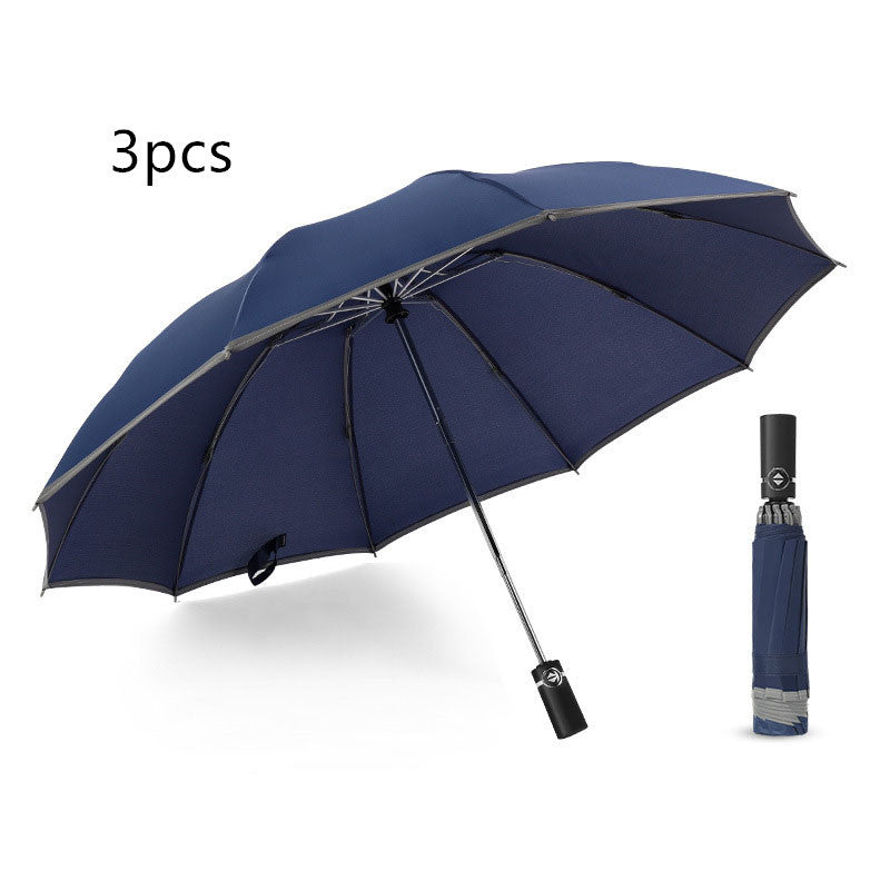 Inverted Umbrella Travel Portable Windproof Folding Umbrella,10Ribs Auto  Close Umbrella,Reflective Stripes For Night Safety 