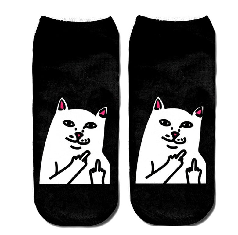Popular Funny Unisex Short Socks 3D Cat Printed Anklet Socks Casual Socks 2450832170606