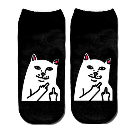 Popular Funny Unisex Short Socks 3D Cat Printed Anklet Socks Casual Socks 2450832170606