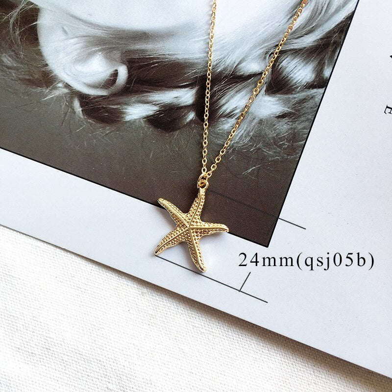 Alloy Shell Starfish Necklace 2451378562048
