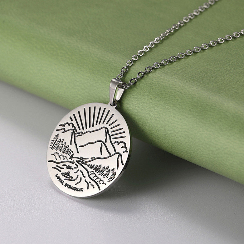 Inspirational Necklace Mountain Peak Personality Snow Mountain Necklace Simple 245194653451