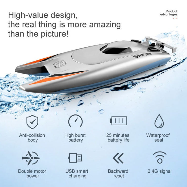 Electric Remote Control Boat High Speed Racing Boat 7.4V Large Capacity Battery 2 Channels 2.4G Remote Control Boats For Kid 