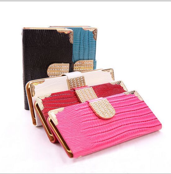 5S 5G Diamond Leather Wallet Card Case Leather Case Leather Case - HD Wireless Product #2