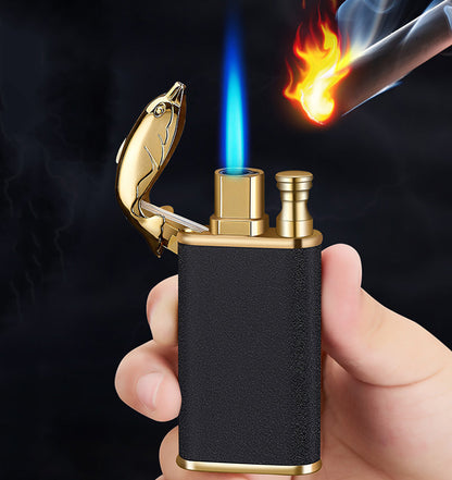 Creative Blue Flame Lighter Dolphin Dragon Tiger Double Fire Metal Winproof Lighter Inflatable Lighter 246a5ba0 7da9 4603 854
