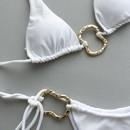 Sexy Bikini Pure Color Tied Split Ladies