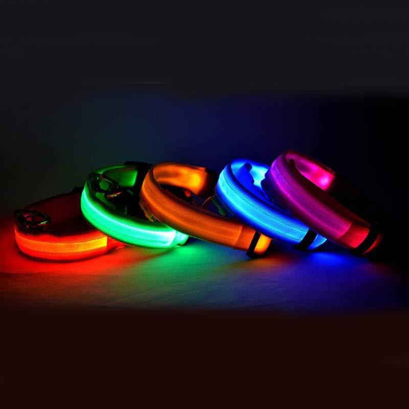 Nylon LED Pet Dog Luminous Collar Night Safety Flashing Glow in Dark Dog Cat Leash Adjustable Pet Supplies 247318625903