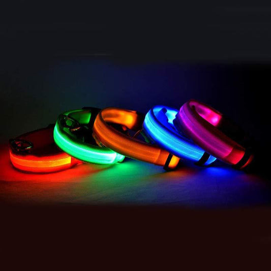 Nylon LED Pet Dog Luminous Collar Night Safety Flashing Glow in Dark Dog Cat Leash Adjustable Pet Supplies 247318625903