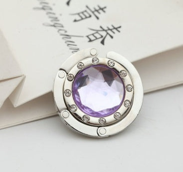 Fashion ladies crystal bag hook personality purple diamond metal bag hook 24741574985