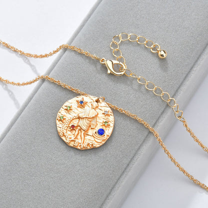 Embossed 12 Constellation Necklace 247929634095