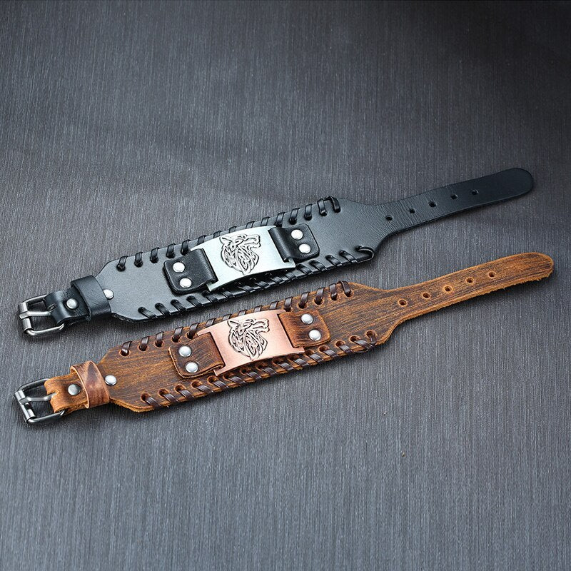 Men's wide leather bracelet 248235033834