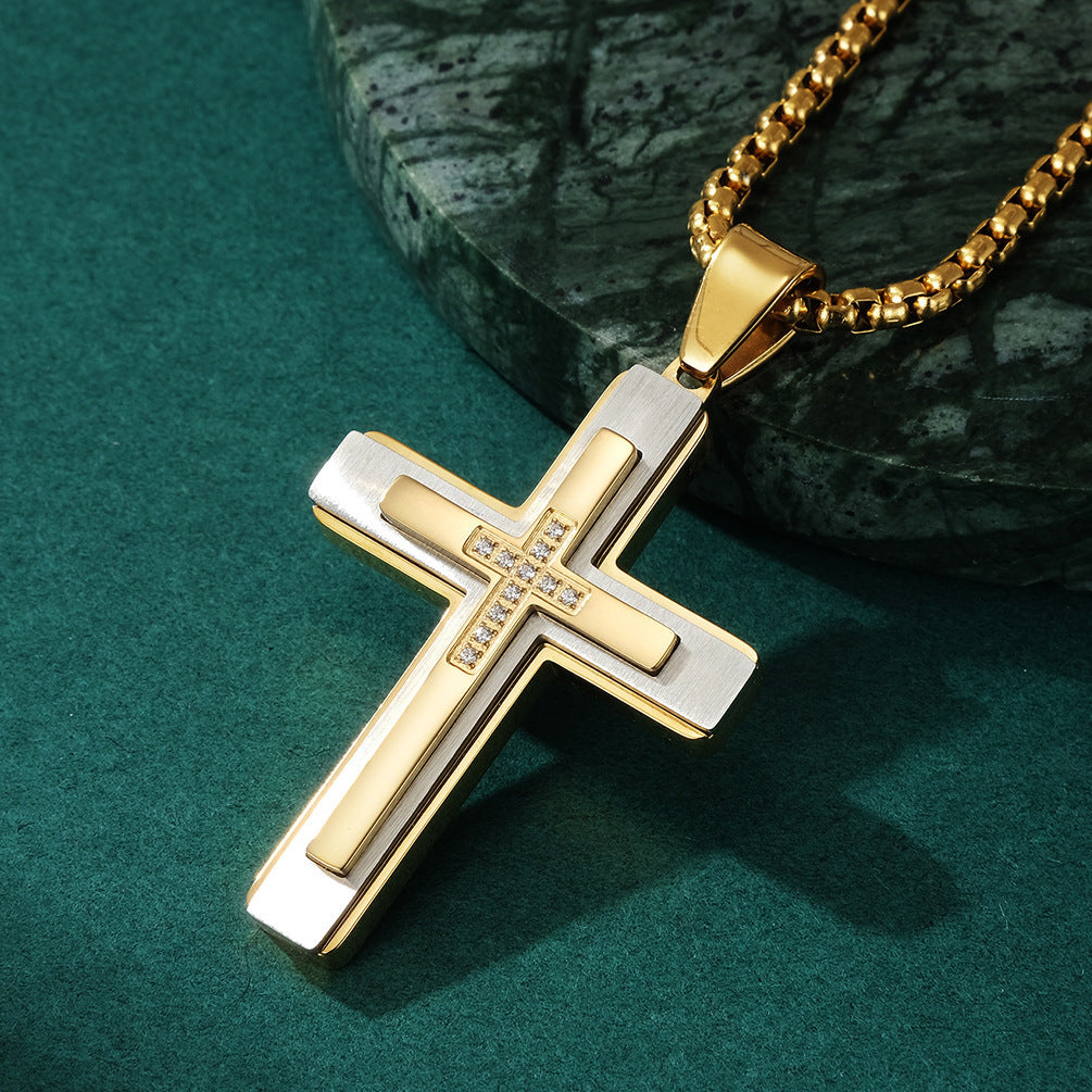 European And American Stone Cross Men's Pendant Necklace 248e1523 b5d6 42a1 8fea 59e418b726bb