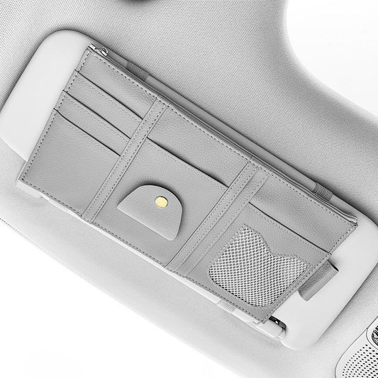 Car Sun Visor Organizer Storage Holder Full Leather Wrap 2494500531213