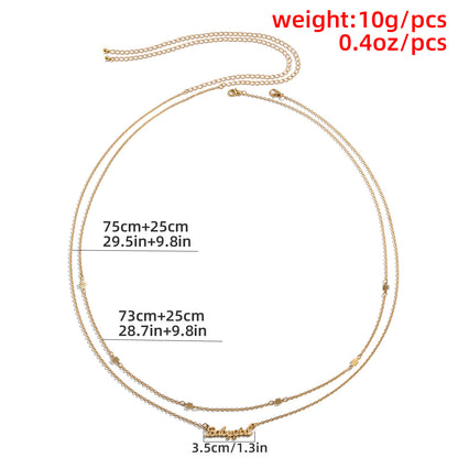 Simple Metal Letter Pendant Waist Chain For Women Europe And America Cross Border Multi-layer Sexy Fashion Slim Chain Body Ch