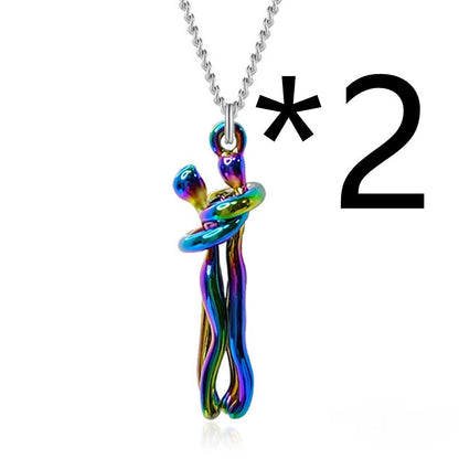 Hot Sale Affectionate Hug Necklace Couples Anniversary Valentine's Day  Gift Fashion Punk Street Style Pendant Necklace 24d74