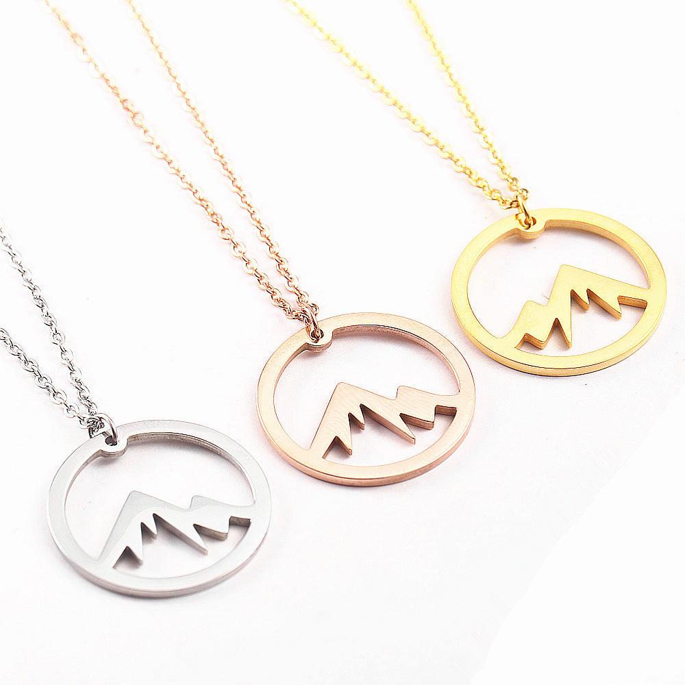 Mountain Pendant Necklace Gold Silver Minimalist Nature Snow Mountain Necklace For Women Men Fashion Adventure Jewelry Gift 2