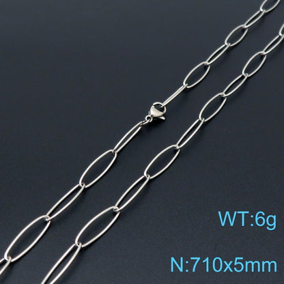 European And American Style Fashion Simple Titanium Steel Oval Ring Clavicle Chain Necklace 250eb918 8687 4a85 8e02 924d7e5d2