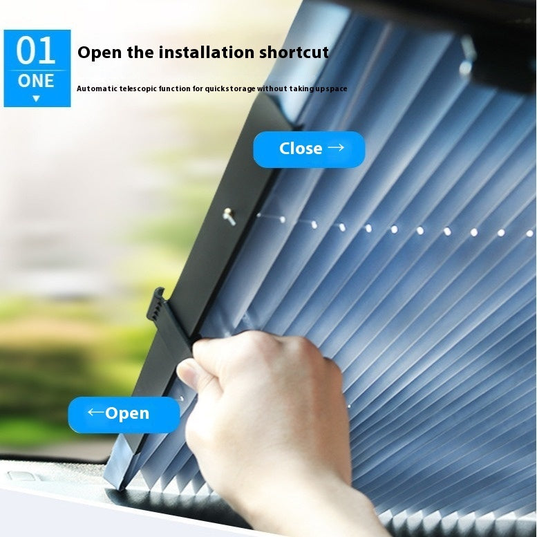 Automatic Retractable Sunshade Sun Protection Front Windscreen Car Sunshade Windproof Summer Car Sunshade 251b630d 99ca 42b1 