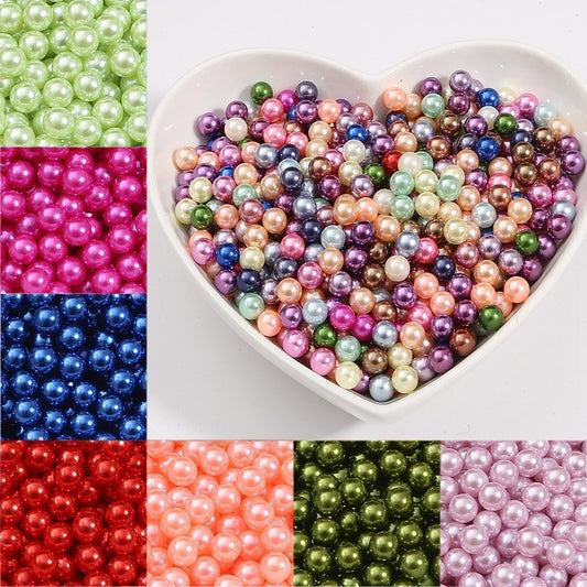 No Hole Round 3-10mm Imitation Pearl Loose Beads