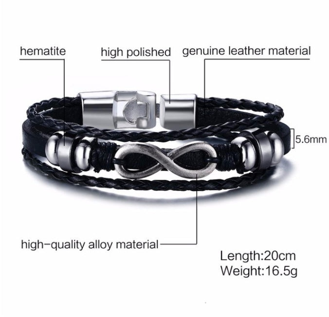 Alloy lucky figure 8 leather bracelet 253339421462