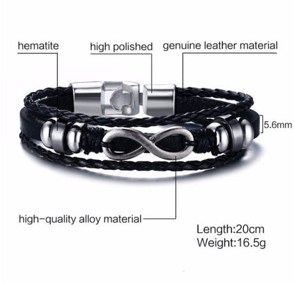 Alloy lucky figure 8 leather bracelet 253339421462