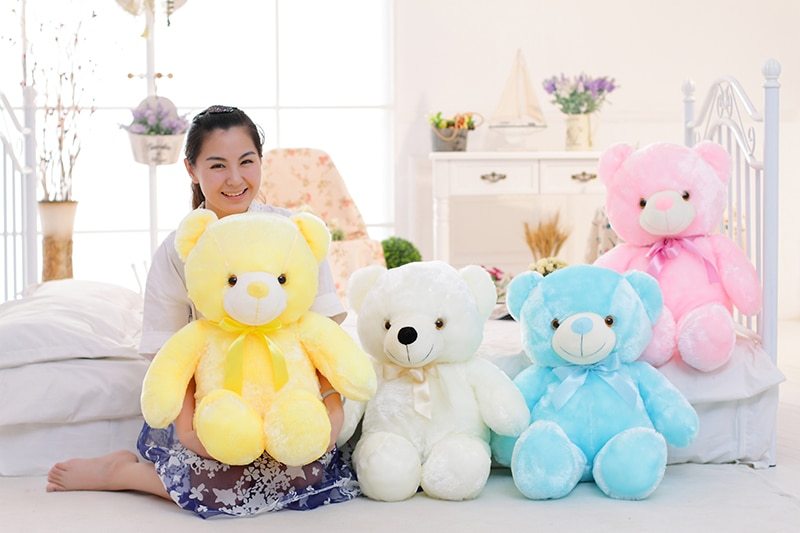 Creative Light Up LED Teddy Bear Stuffed Animals Plush Toy Colorful Glowing Christmas Gift For Kids Pillow 2533509060026