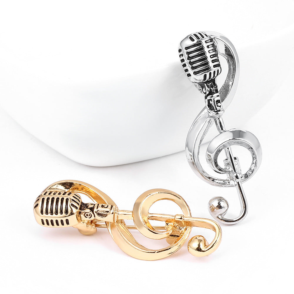 Retro microphone music brooch 2539077577689