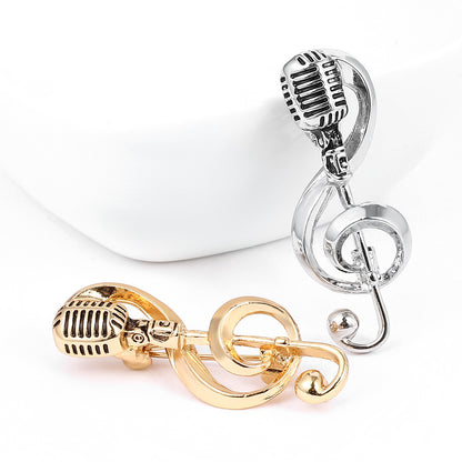 Retro microphone music brooch 2539077577689