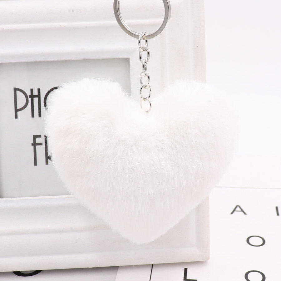 Heart-shaped Fur Ball Keychain Rex Rabbit Plush Car Pendant 253e82ef 3017 48ab b420 a40ef3c12cf6