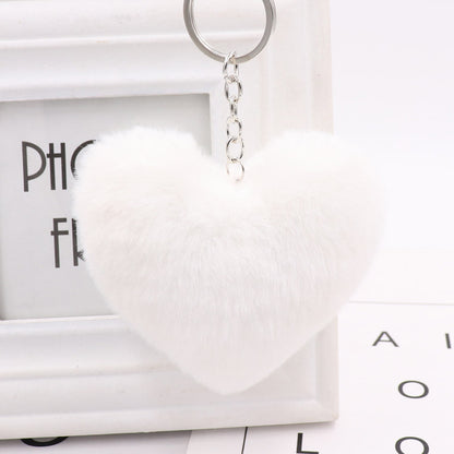 Heart-shaped Fur Ball Keychain Rex Rabbit Plush Car Pendant 253e82ef 3017 48ab b420 a40ef3c12cf6