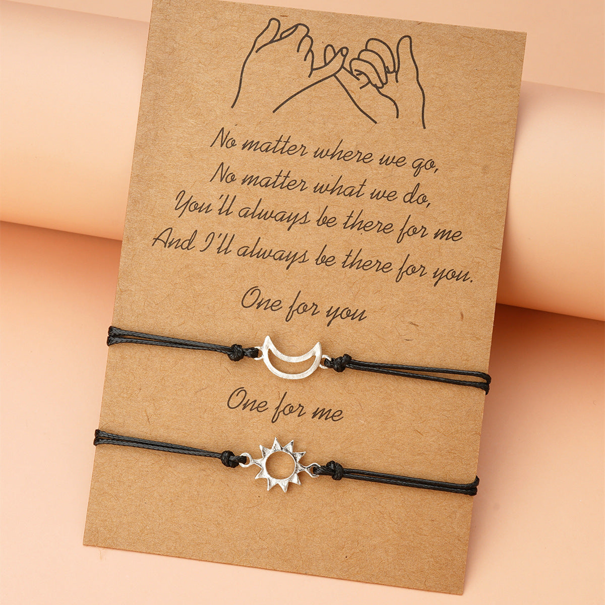 Simple Alloy Sun And Moon Wax Wire Weaving Adjustable Card Lovers Bracelet 25413591 d823 4165 9c32 0b040a860ccc