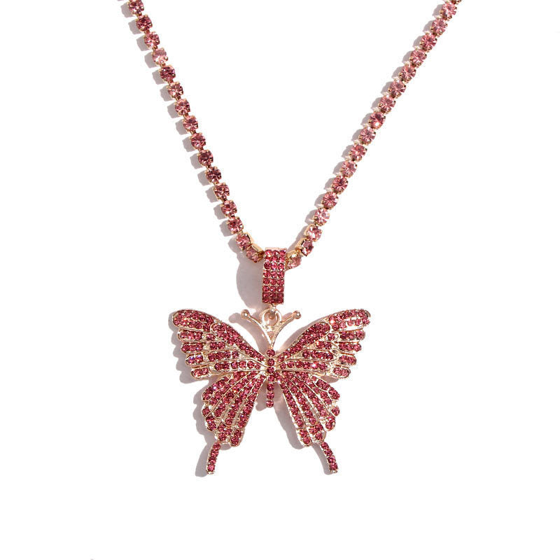 Rhinestone butterfly necklace 25451338933353