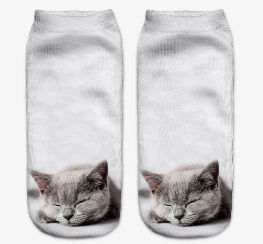 Popular Funny Unisex Short Socks 3D Cat Printed Anklet Socks Casual Socks 2549186722817