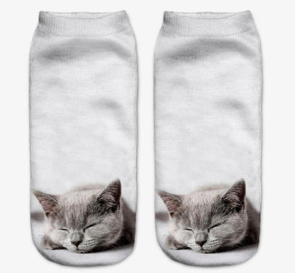 Popular Funny Unisex Short Socks 3D Cat Printed Anklet Socks Casual Socks 2549186722817