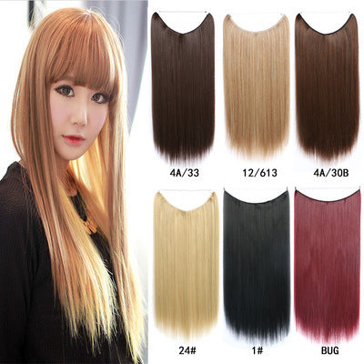 22 inches Invisible Wire No Clips in Hair Extensions Secret Fish Line Hairpieces Silky Straight Synthetic - HD Wireless Product #4
