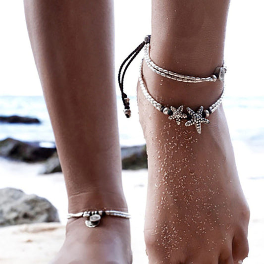 Round Starfish Yoga Pendant Anklet 2556549643756