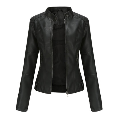 Thin Large Size Leather Clothing With Stand Collar Slim-fit Jacket 2557e866 0ccd 4486 b348 0892d904e02c
