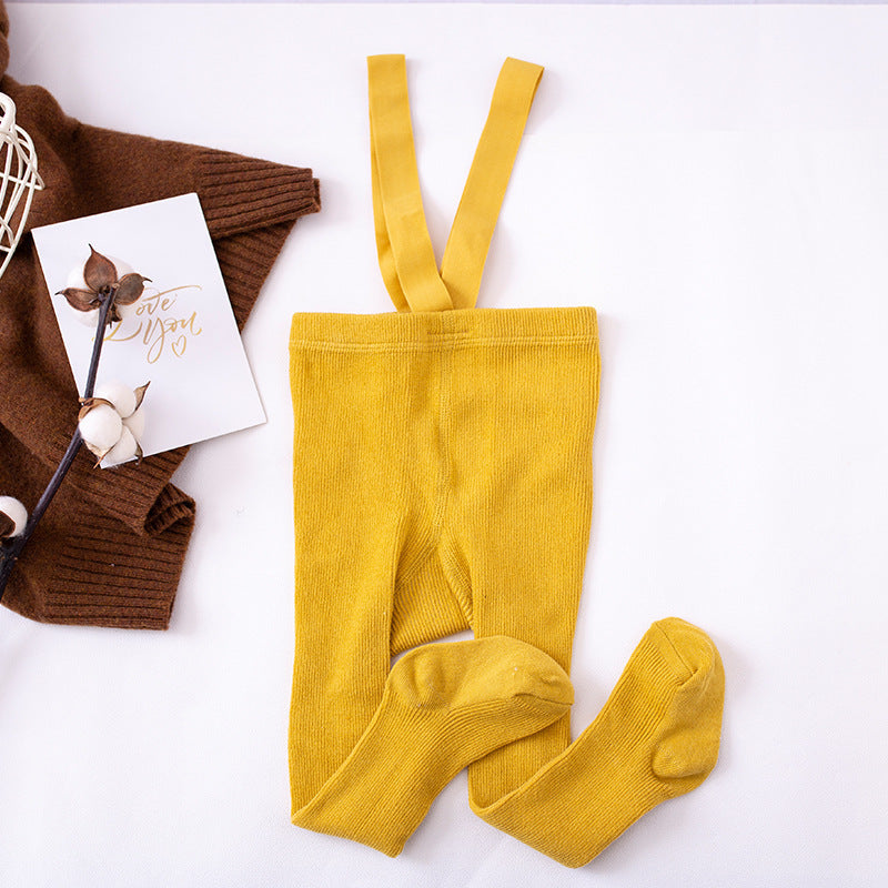 Children's Shoulder Strap Leggings High Waist Belly Button Protection Panty-hose 2558aae8 a27f 47d6 af63 05c7a89397ea