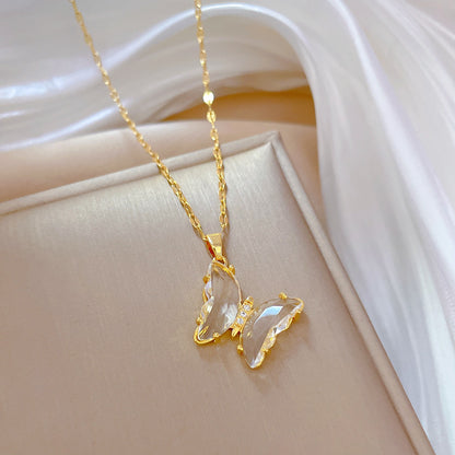 European And American Ins Crystal Zircon Butterfly Pendant Necklace 2564409a e19f 4845 bcf0 90e1e4dc6039