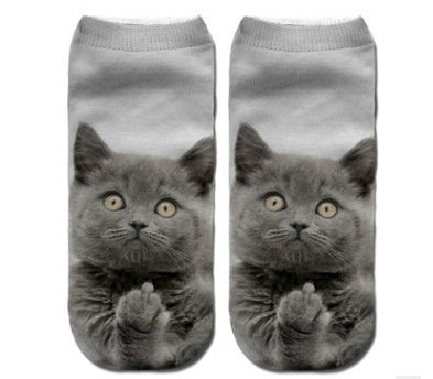 Popular Funny Unisex Short Socks 3D Cat Printed Anklet Socks Casual Socks 2568405751150