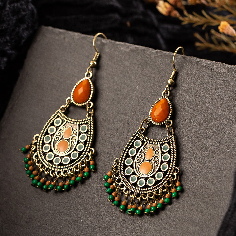 Drop-shaped alloy pendant earrings 2569374449707