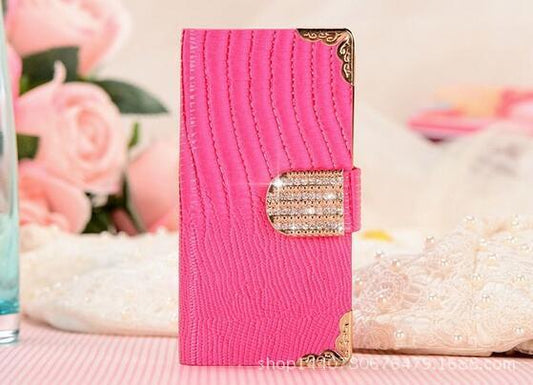 5S 5G Diamond Leather Wallet Card Case Leather Case Leather Case - HD Wireless Product #1