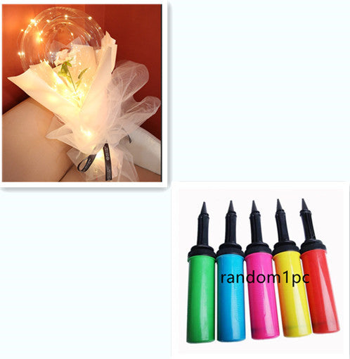 LED Luminous Balloon Rose Bouquet Transparent Bobo Ball Rose 2573609268076