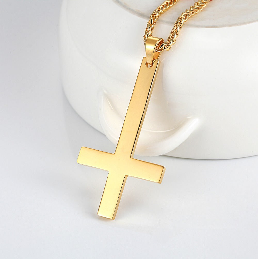 Titanium steel smooth cross necklace pendant 2578179264682