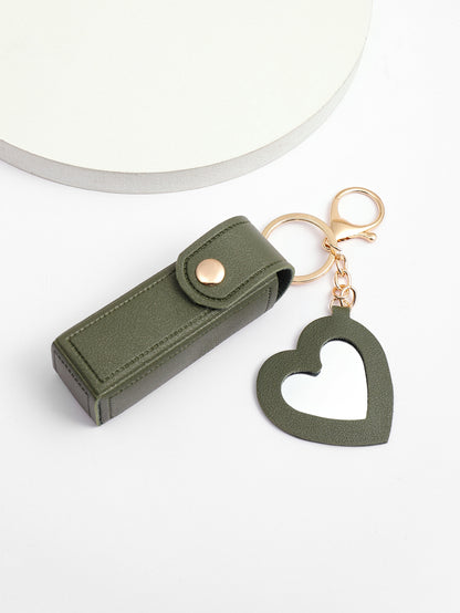 Glass Mirror Keychain Pendant Cross-border Pu Love Lipstick Pack