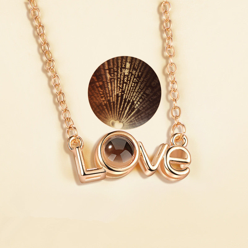 I love you 100 languages love memory projection necklace 2585123799827