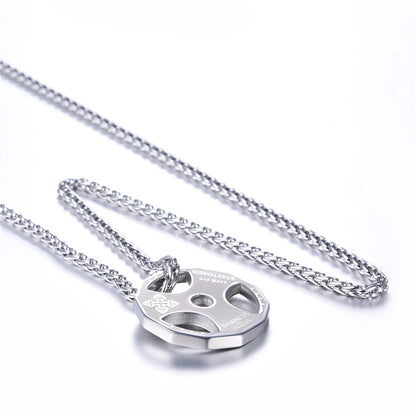 U7 sport jewelry stainless steel men fitness barbell gym necklace 258760752743